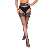 Luxury Lace Pantyhose Garter Belt Tights Cross Lace Waistband High Elastic Sexy Stockings Women Fashion Hosiery Plus Size XS-5XL