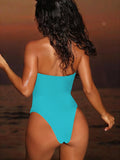 2026 Summer Women's One-piece Suit Swimwear Sexy Hollow Out Neck Lace-up Bodysuit Beachwear High Waist Push Up Bathing Suits
