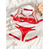 Toucheart Hollow Out 4-piece Sexys Set Transparent Lingerie For Women Underwear See Through Lingerie Sets Female Sexy Costumes