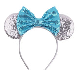 Disney Mickey Mouse Ears Leopard Print Headbands for Girls Baby Women Sequins 5"Bows Hair Accessories Adults Hairbands Kids Gift