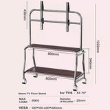 Stainless Steel Rolling Floor Mobile TV Stand for 32-75 Inch LCD LED Screen TVs TV Cart Holds up to 110Lbs Max VESA 600x400mm