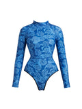Long Sleeve Printed Swimwear Women One Piece Swimsuit With Pants Lady Sexy Swimming Suit Fashion Female Beachwear Pool Outfits