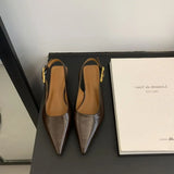 Summer Pointed Toe Women Sandals Fashion Singbacks Mules Shoes Ladies Elegant Low Heel Stripper Party Sandalias 2025