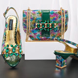 Doershow High Quality African Style Ladies Shoes And Bags Set Latest sky blue Italian Shoes And Bag Set For Party 1-1