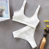 5 Colors Sexy Bikini Women Solid Knitted High Waist Swimwear Swimsuit Female Bikinis Set Bathing Suit Sport Bikini Taille Haute