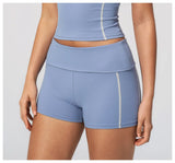 Quick Dry Contrast Color Yoga Shorts 2026 Tights Hip Lifting Workout Fitness Leggings High Waist Folded Running Athletic Shorts