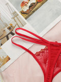 Women's sexy thong flower embroidery lace low waist seamless fun transparent ultra-thin comfortable close fitting underwear C954