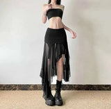 Sexy Irregular Y2K Skirts Women Vintage American High Waist Slim Slit Long Skirt Casual Lady Streetwear Retro Summer Skirts XGM8