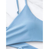 S - XL New 7 Colors V Neck High Waist Bikini Female Swimsuit Women Swimwear Two-pieces Bikini Set Bather Bathing Suit Swim V5006