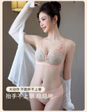French Style Sexy Lace Underwear Set, Non-Padded Push Up Bra for Small Bust, Wirefree & Breathable, New Hot Bestseller MOYISU AB