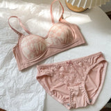 Sexy Push Up Lace Bralette Small Bust Wirefree Comfort Summer Ultra Thin Adjustable Straps Anti-Sagging Lingerie Set S-XL Bra