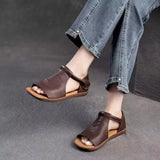 2026 Women's Summer Solid Color Retro Outdoor Casual Comfortable Flat Sandals  Beach Sandal