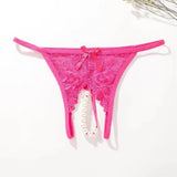 Hot Sexy Mesh Hollow Female Lingerie Transparent Crotchless Women Lace Open Crotch Beading Panties Underwear Erotic Costume
