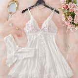 New Summer Erotic Pajamas Home Wear Dress Sexy Lingerie Floral Lace Romantic Nightgown Sheer Seductive Panties Porn Nightdress