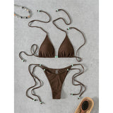 XS - L Halter High Leg Cut Strappy Bikini Female Swimsuit Women Swimwear Two-Pieces Bikini Set Bather Bathing Suit Swim V7004