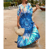 2026 New Colorful Kaftan Tunic Beach Dress Beach Wear Beachwear Beach Cover Up Cover-upsLoose Maxi Dress Female Women V4428