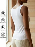 Summer Women's Lace Neckline Seamless Tank Top Slim Fit Soft Stretchy Camisole Basic Sleeveless Layering Vest Underwear