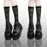 Size 42 Gothic Black Platform Creepers Shoes White Smooth Faux Leather Goth Creepers E-girl Chunky Lace Up Lolita Casual Shoes