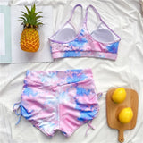 Tie Dye Lace Up Shorts Female Swimsuit High Waist Bikini Women Swimwear Two-pieces Bikini Set Yoga Bather Bathing Suit Swim Lady