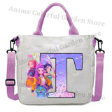 KPop Demon Hunters Canvas Shoulder Bag for Boys Girls Cartoon Letter Printed Crossbody Pouch Students Portable Fashion Handbag