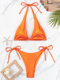 String Bikini 2026 Women Solid Halter Swimsuit Sexy Tie Side Swimwear Female Bathing Swimming Swim Suit Beachwear