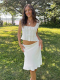 Foridol White Lace Summer Women Set Sleeveless Crop Top+midi Skirt Outfits 2025 Beach Holiday Chic Vintage Sundress Dress Set