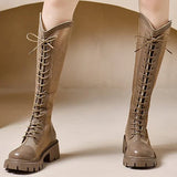 Fashion Breathable Mesh Boots for Woman Summer Solid Zipper Mid-Calf for Women Round Toe Lace Up High Heels Shoes Ladies