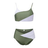 Women's Two Piece Bathing Suits Sleeveless Contrast Color Cami Tops High Waist Thong Sets Summer Holiday Bikini Sets