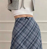 Sweet Skirts Chic Plaid Mini Skirt High Waist A-Line Korean Sle Commute Spring New Arrival Women's Fashion Mid-Length Skirts I3G