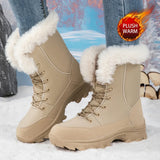 Winter Snow Boots  Women Waterproof Non-Slip Warm Northeast-Style Large Cotton Shoes, Ski , Fleece-Lined,  High-Top Cotton Boots