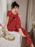 Women's Sleepwear New Loose Pajamas Floral Short-sleeved Trousers Loungewear Casual Wear Two-piece Set Pijamas Pyjamas Women
