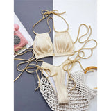 Sexy Wrinkled Tummy Cut Out Halter One Piece Swimsuit Women Swimwear Female High Leg Cut Monokini Bather Bathing Suit Swim K5607