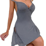2026 Women's European And American Style Slit Dress Homewear Pajamas Pure Desire New Arrival Comfortable Sleepwear