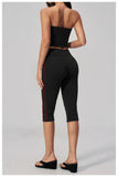 Color Blocked Strapless Yoga Suit 2 Pieces Women Sports Bra High Waist Leggings Fitness Suit Outwear Running Push Up Tracksuit