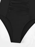 2026 Cut Out Ruched Front Swimsuit One Piece Swimwear Women Sexy Bathers Bathing Swimming Swim Suit Female Beachwear XXL