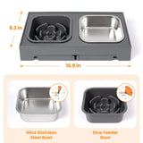 Non Slip Elevated Slow Feeder Dog Bowls With Foldable Stand