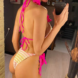 With Skirt Waved Ruffled Frilled Bikini Female Swimsuit Women Swimwear Three-pieces Bikini set Bather Bathing Suit Swim V5235