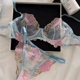 Pure Desire French Lace Bra Set Rose Embroidery Minimizer Wireless Comfort Support Full Bust Anti Sagging Breathable No Show USA