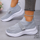 Shiny Crystal White Platform Sneakers Women Comfort Knitted Breathable Walking Shoes Woman Casual Non-Slip Sport Shoes Ladies