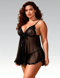 7XL Plus Size Transparent Sequin Nightgown for Women Mesh Embroidery Sheer Pajamas Sexy Sleepwear Honeymoon Dress