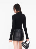 American A-line Half Length Skirt Spring/summer Small Spicy Girl High Waist Slim Fit Tight Sexy Shining Leather Short Skirt 3XQZ
