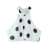 White Polka Dot Two Piece Set For Women Halter Crop Top And Tiered Maxi Skirt Elegant Summer Party Outfit Pure Desire Charm FSW7