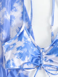 New Sexy 3 Pieces Suit for Women Neck Hanging Bikini Set+Cover-up Swimwear Sunproof Tankini High Waist Shorts Swimsuit Beachwear