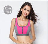 Sports Bra Women Front Zipper Double Inner Cup Push Up Patchwork Tops Female Yoga Fitness Shockproof Vest Sport Bras for Women