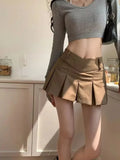 2024 Autumn Cute Aesthetic Y2k Micro Skirts High Waist Harajuku Streetwear Mini Skirt Sexy A-line V Waist Design Pleated Skirts
