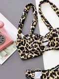2026 Sexy Bikini Women Push Up Leopard Print Metal Circles Swimwear Swimsuit Bikinis Set Bathing Suit Beach Bikini Female New