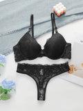 High Quality Simple And Sexy Lace Women's Push Up Two-piece Bra And Underwear A3107
