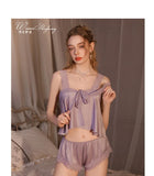 Pure Desire Home Wear Set New Sweet Style Camisole Shorts Pajamas Thin Sexy Ice Silk Home Wear Two-Piece Casual Style Sets N5GK