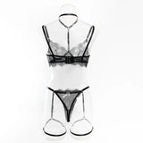 Toucheart Sexy Lingerie Suit Female Sexy See-through Lace Halter Bra Set  Adjustable Leg Ring Set for Women Sexy Underwear New
