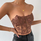 Phantasy Sexy Lace See through Crop Top Women Fashion Floral Embroidery Black Tank Top Night club Dress up 2026 Summer Outfit